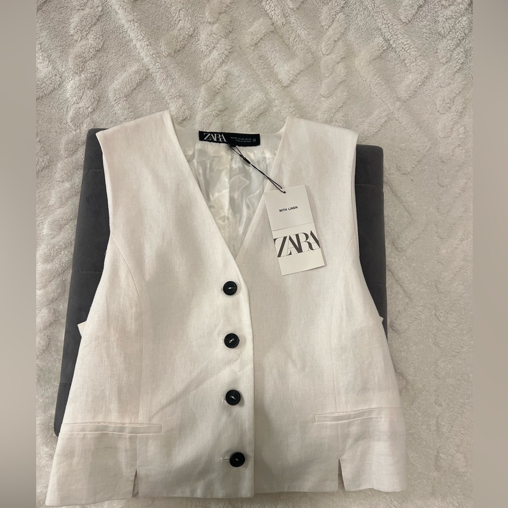 Zara Cream Vest with Black Accents